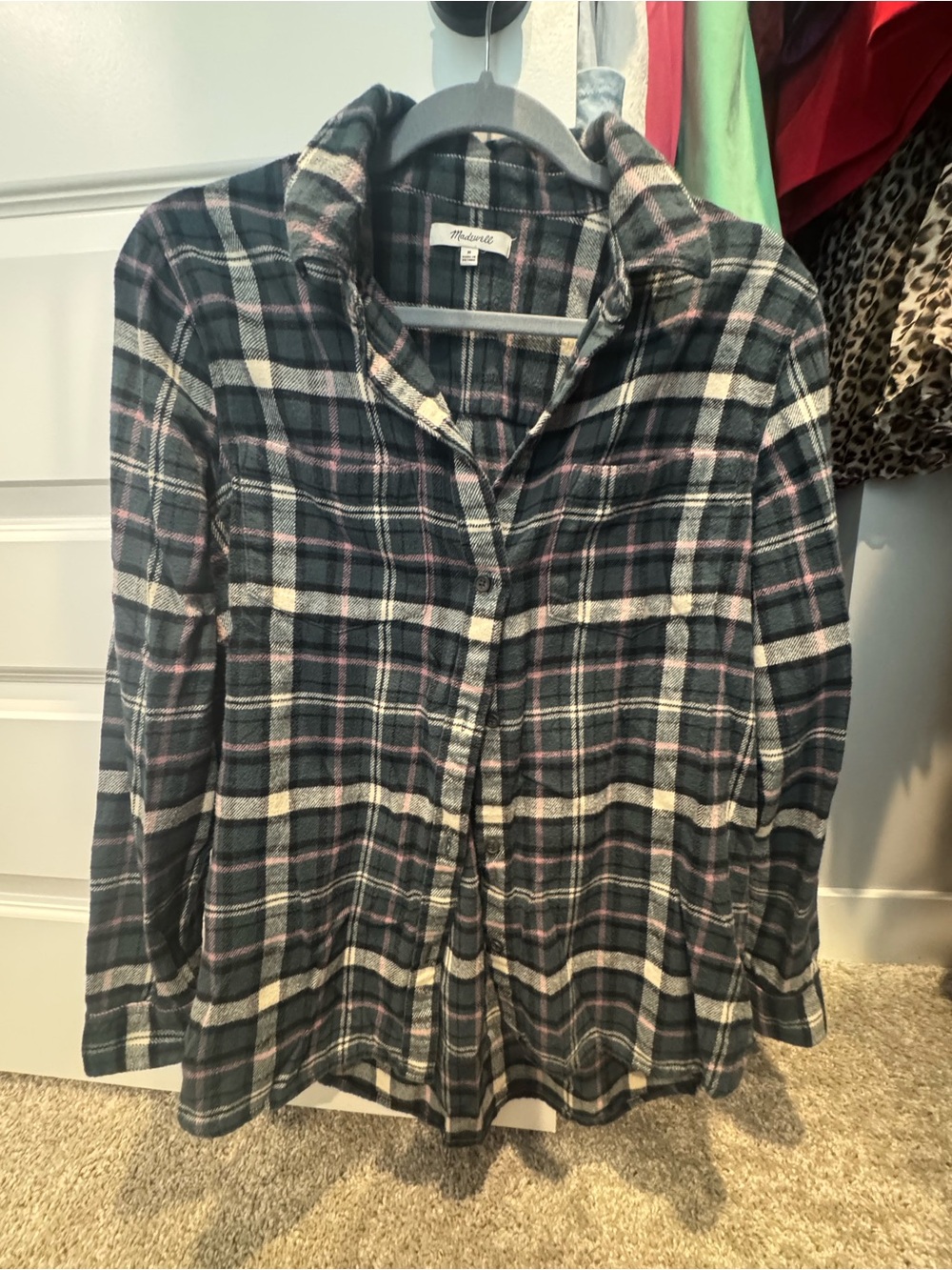 Madewell Dark Green Plaid Button-Down Shirt